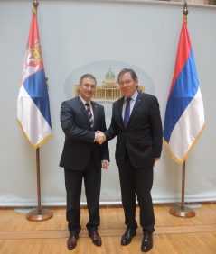 25. februar 2014. Predsednik Narodne skupštine sa bivšim predsednikom PS SE Žan-Klod Minjonom